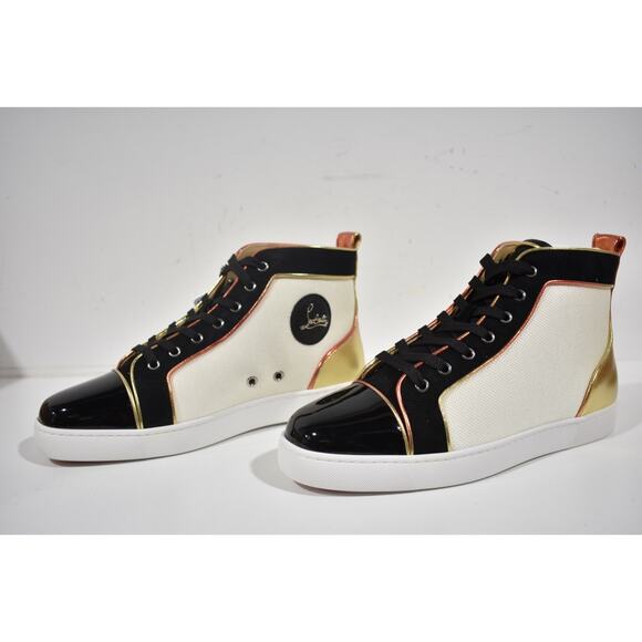 Christian Louboutin Mens Louis SB22 Flat Black White High Top Sneaker 42.5 9.5 - Picture 6 of 8